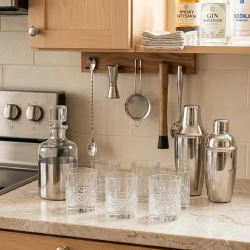 Set X 6 Vasos De Vidrio Labrado 70319 Carol 350 Ml Gris