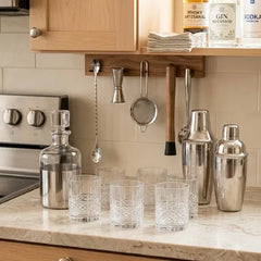 Set X 6 Vasos De Vidrio Labrado 70319 Carol 350 Ml Gris