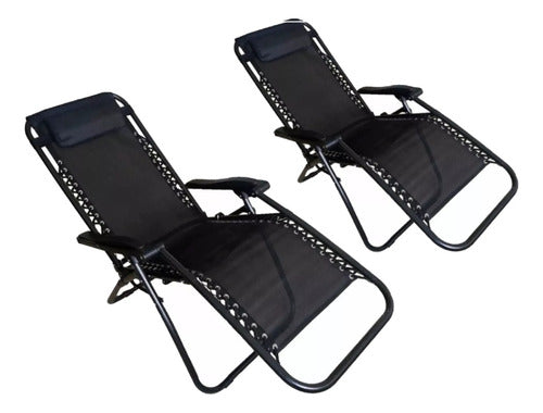 2 Reposeras Jardin Gravedad Zero Negro Hierro Coversol Cs