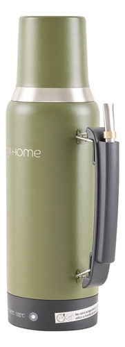 Termo Eléctrico T-mate 1 Litro Tapa Mate Y Bombilla Color Verde Kanjihome