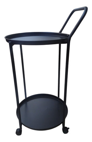 Mesa Carro Bar De Metal De 2 Niveles Con 4 Ruedas Tm Negro C Negro