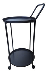 Mesa Carro Bar De Metal De 2 Niveles Con 4 Ruedas Tm Negro C Negro