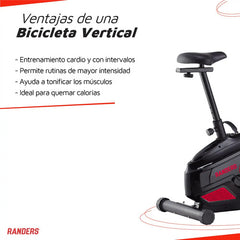 Bicicleta Fija Magnetica Randers Arg-456 8 Niveles H:100k Ct Negro