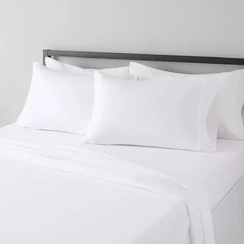 Juego Sabanas Queen Size Vivendi Premium Blanco 300 Hilos Cs Blanco Liso