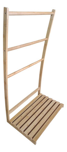 Toallero De Pie Para Baño 3 Cilindros Madera Altura 90cm Marrón Claro