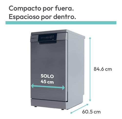 Lavavajillas Candy Cdph2d1047s-12 10 Cubiertos Silver Gris