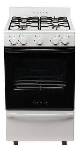 Cocina A Gas Orbis 4 Hornallas Blanca 50cm Visor Multigas Blanco