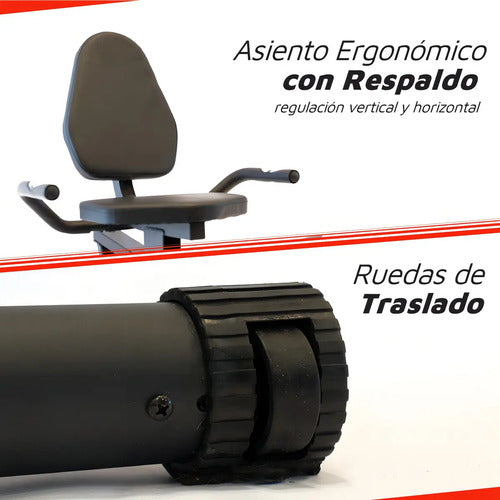 Bicicleta Fija Horizontal Randers Arg-2534 Regulabe Mangetic Color Negro