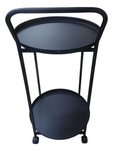 Mesa Carro Bar De Metal De 2 Niveles Con 4 Ruedas Tm Negro C Negro