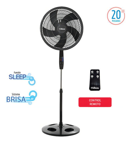 Ventilador De Pie Digital 20 Liliana Vp20r Con Control Remoto 3 Velocidades