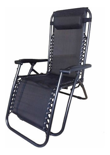 Reposera Jardin Gravedad Zero Tm Negro Hierro Tela Coversol Negro