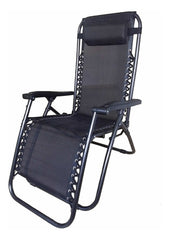 Reposera Jardin Gravedad Zero Tm Negro Hierro Tela Coversol Negro