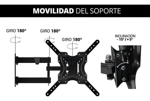 Soporte Extensible Nakan Para Tv De 13 A 65 Spl-578 Color Negro