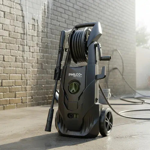 Hidrolavadora Electrica Philco Pro 1800w 220v Portatil Con Carretel 140 Bar Negro 50 Hz/60 Hz