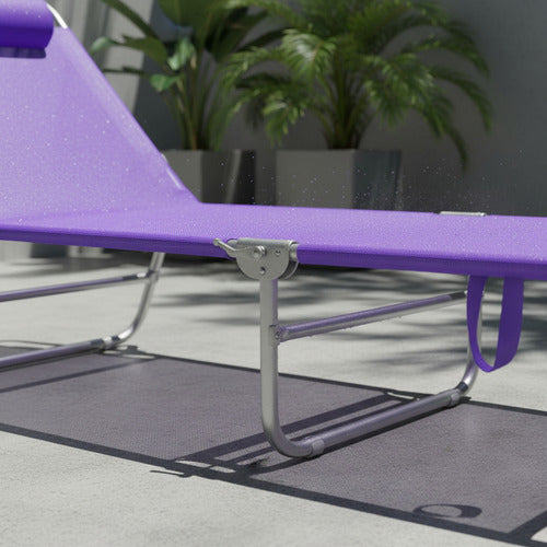 Reposera Cama Plegable Reclinable Aluminio Botafogo Violeta Violeta