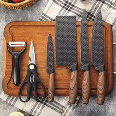 Juego De Cuchillos Tijera Rallador Tm 6 Piezas Taco Madera Negro