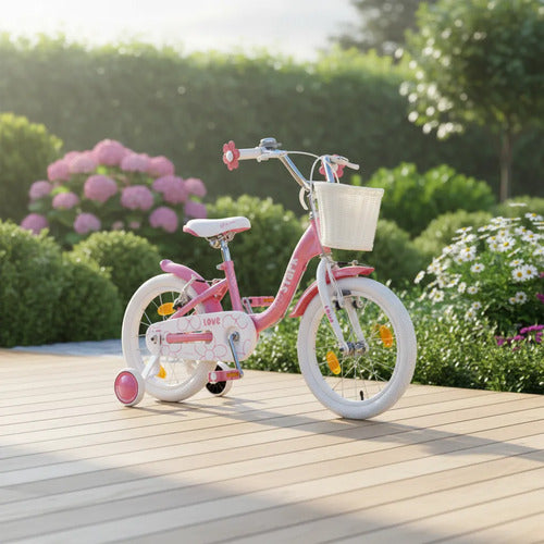 Bicicleta Rodado 16 Stark Love Acero Aluminio V Brakes Rosa 16