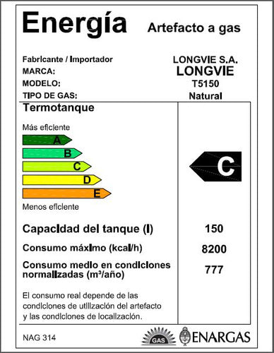 Termotanque Multigas Longvie Plus T5150 C/poliuretano 150 Li Color Blanco