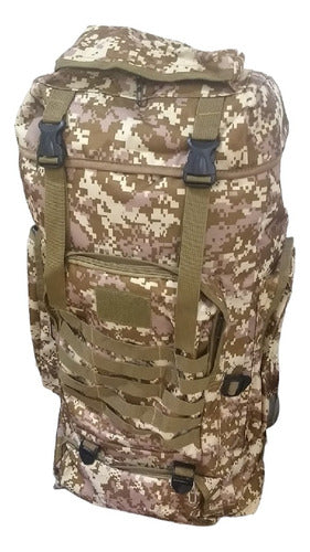 Mochila Para Camping Trekking Outdoor Camuflado Beige 75l Ct Beige Camuflado