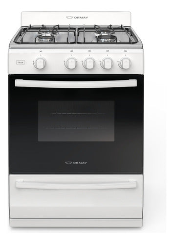 Cocina A Gas Ormay 4 Hornallas 91l Inox Blanca Color Blanco
