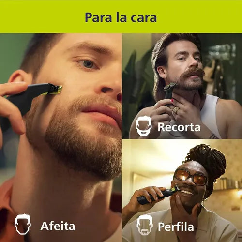 Afeitadora Philips Oneblade Pro Qp6532/10 - Peine Ajustable Con 12 Longitudes, 90 Min De Uso Continuo Y 100% A Prueba De Agua Negro