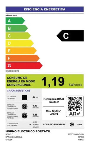 Horno Electrico Oster Tssttv60mnar 60 Litros Gris
