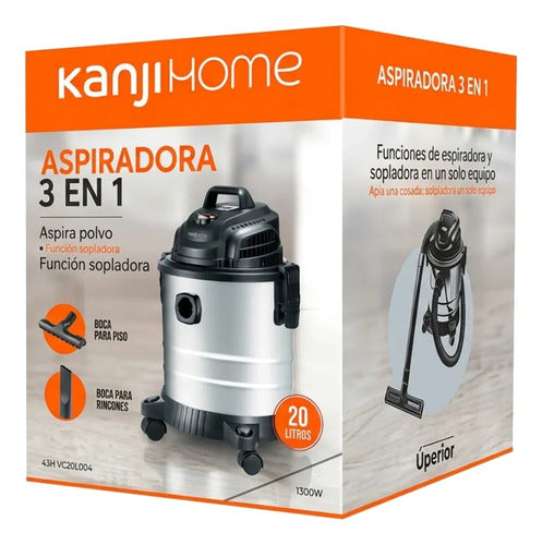 Aspiradora Kanji Kjh-vc20l004 Sopladora 3 En 1 Polvo Liquido Plateado