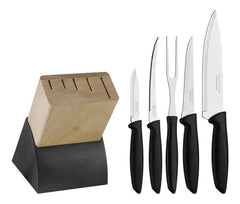 Juego De Cuchillos Y Taco Tramontina Plenus 6 Piezas Inox Negro