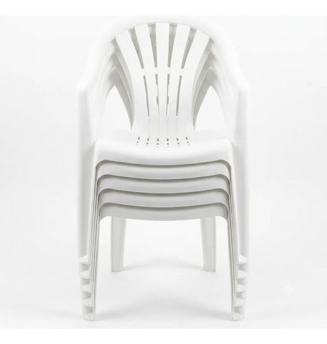 6 Sillas Plasticas Apilables Interiores Exteriores Tm H:100k Blanco Lisa