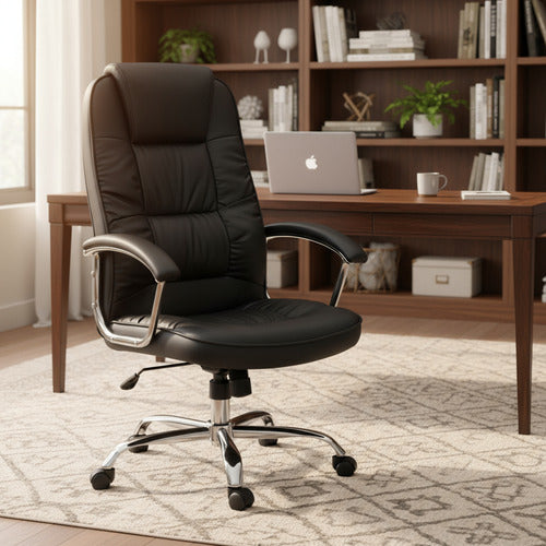 Silla Escritorio Tio Musa Oc-008 Gamer Ergonómica Negra Tapizado De Cuero Sintético