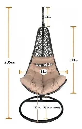Sillon Hamaca Nido Colgante Simil Rattan Marron Tio Musa Color Marrón Huevito