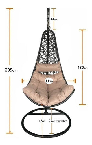 Sillon Hamaca Nido Colgante Simil Rattan Marron Tio Musa Color Marrón Huevito