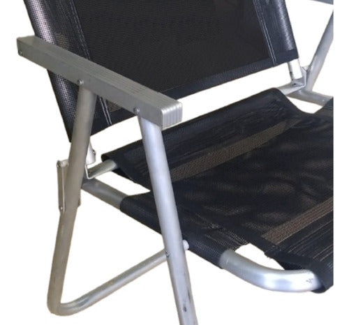 Silla De Playa Extra Ancha De Aluminio Para Balcón, Color Negro