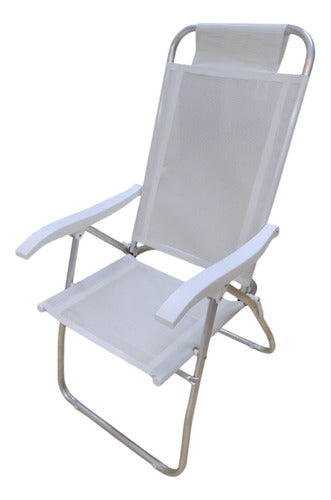 Reposera 4 Posiciones Bel Aluminio Poliéster Pvc Blanco Blanco