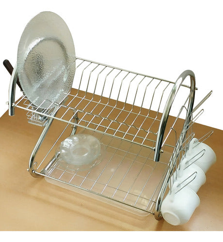 Escurridor Seca Platos Bandeja Extraible Tio Musa Color Gris