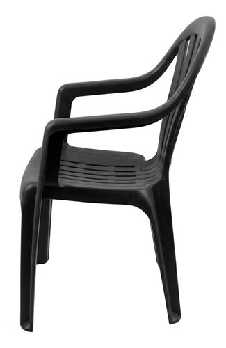 4 Sillas Plasticas Apilables H:100k Interiores Exteriores Tm Negro Lisa