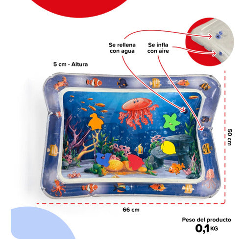 Alfombra De Agua 121-a Bebesit Agua Marina Pvc Bpa Free Celeste