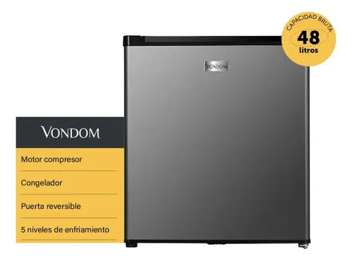 Frigobar Vondom 46 L Acero Inoxidable Rfg148a Motor Compresor Plateado