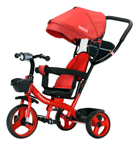 Triciclo Bebesit Sl-1870-v1a Rojo 360° Luz Barra Empuje Rojo