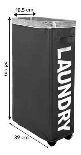 Cesto De Ropa Sucia Con Ruedas Plegable Compacto Rectángular Negro