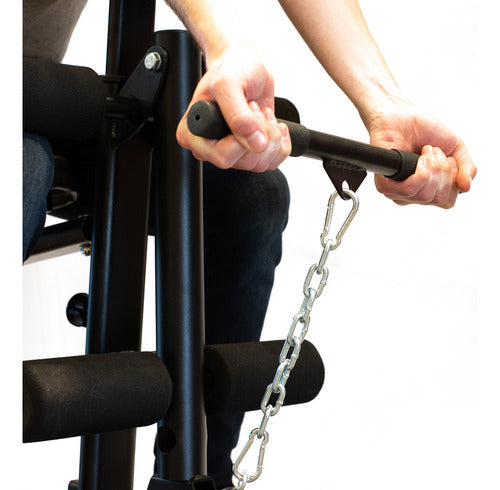 Multigimnasio Multigym Randers Con Lingotera 100 Kg Estructura Negro Tapizado Negro
