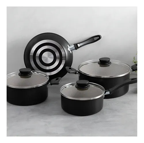 Bateria De Cocina Tramontina Antiadherente Linz 4 Piezas Color Negro
