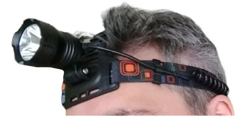 Linterna Minero Vincha De Cabeza Led Usb Bateria De 1 Luz Blanco Negro