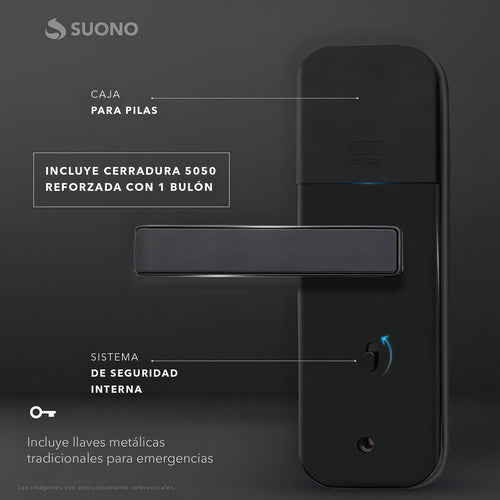 Cerradura Inteligente Suono Smart Lock Mini Huella Digital S Negro