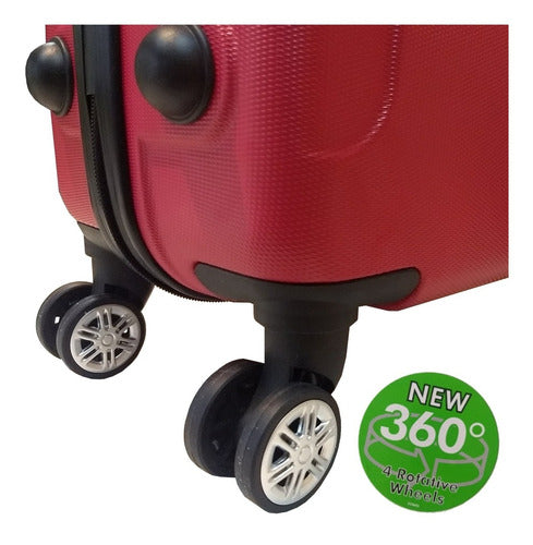 Set De 3 Valijas Rigidas Premium De Viaje Rojo De 8 Ruedas Rojo