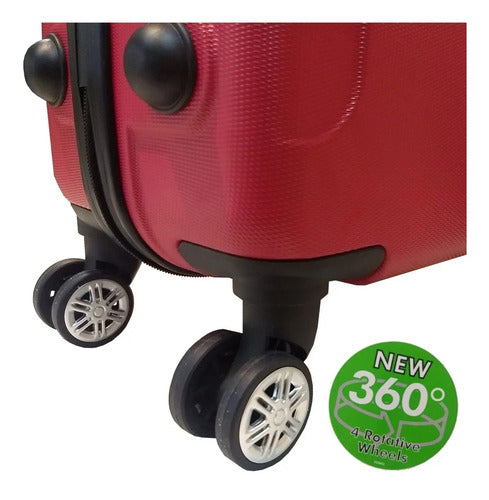 Set De 3 Valijas Rigidas Premium De Viaje De 8 Ruedas Rojo C Rojo Lisa