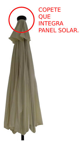Sombrilla Central Playa Jardin 2,7m Base Manivela Luz Led C Beige Lisa