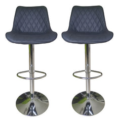 Banquetas Vivendi Negras X2 Altura Ajustable Para Cocina Con Respaldo Y Base Cromada Negro
