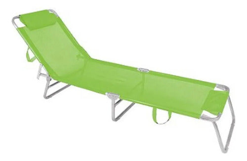 Reposera De Aluminio Verde 4 Posiciones Botafogo Plegable Y Portátil