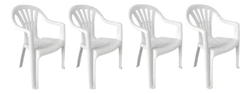 4 Sillas Plasticas Apilables Interiores Exteriores Tm H:100k Blanco Lisa